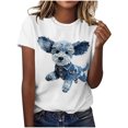thumbnail image 1 of Hauts à Manches Courtes pour Femmes, Haut Décontracté Imprimé Manches Courtes Col Rond Quotidien, T-Shirt pour Femmes, 1 of 8