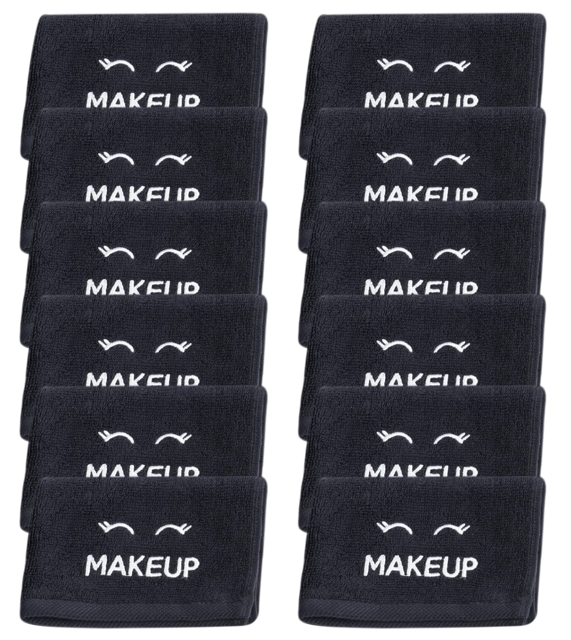 White Classic Bleach Safe Black Makeup Towels - Luxury Ultra Soft Cotton Face Makeup Washcloth for Make up Removal, Home Bathroom Black Cloth Face Towels 12 pack, Black