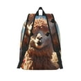 thumbnail image 2 of Lsque Fluffy Alpaca Mountain Meadow Pattern Canvas Daypack, Durable Backpack, High-quality Versatile Backpack,Vintage Compact Backpack-Small, 2 of 6