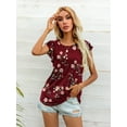 thumbnail image 4 of CALIPESSA Womens Summer Floral Print Short Sleeve Round Neck Tunic Tops Loose Fit Casual T-Shirt, 4 of 5