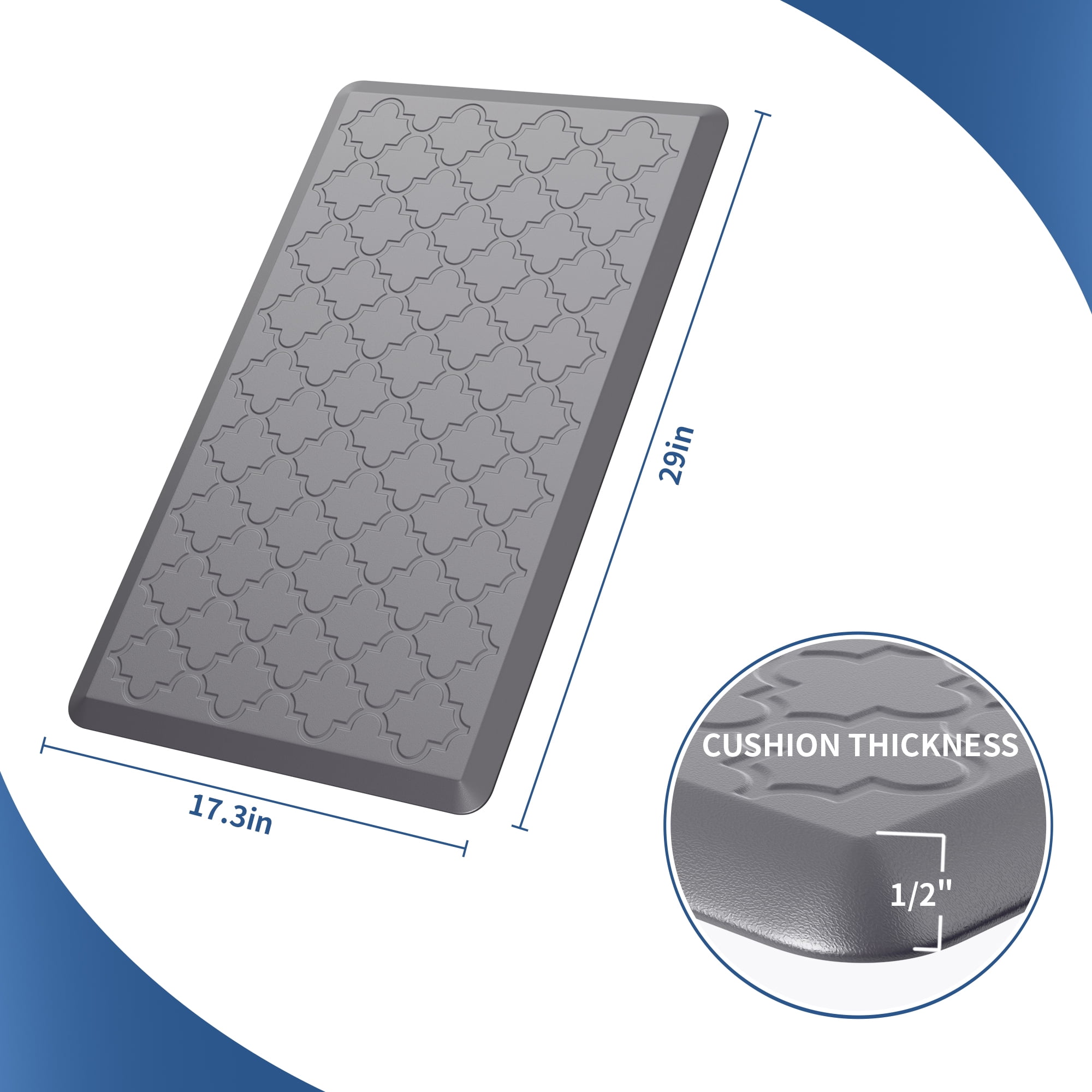 GALMAXS7 Kitchen Mat Anti Fatigue Mats for Kitchen Gray Kitchen Rug Memory Foam Ergonomic Rug 17"x 29"