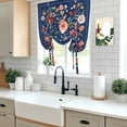 thumbnail image 5 of Navy Blue Flowers Tie Up Curtains for Windows, Adjustable Balloon Window Shades, Spring Vintage Floral Leaves Farmhouse Kitchen Window Treatments Farmhouse Short Curtains with Rod Pocket 42"x45", 5 of 8