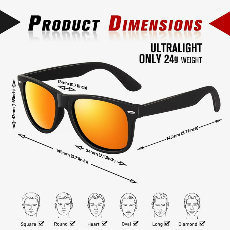 Sunier Classic Polarized Sunglasses, 80's Retro Orange Red photo 6