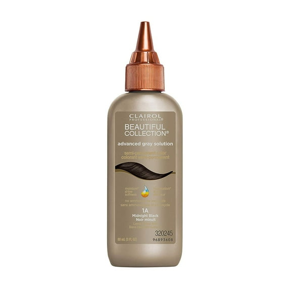 Clairol Professional Beautiful Collection Advanced Gray Solution Semi-Permanent Color, 1A Midnight Black, 3 Oz.,6 packs