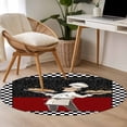 thumbnail image 5 of Abstract Round Living Room Rugs 3.3 ft, Cartoon Style Chef Bread White Black Checkered Border Washable Area Rug with Non-Slip Sturdy Edge Binding Round Front Door Mat Floor Carpet for Entryway, 5 of 9