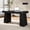 Black, variant on Modern 55" Executive Desk with Built-In Power Outlet & Spacious Storage Cabinet – Home Office Computer Writing Workstation for Office Supplies
