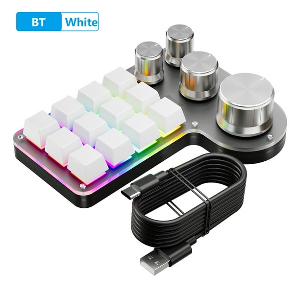 Likrtyny Teclado Programación Con 12 Teclas Y 4 Perillas (inalámbrico Blanco)