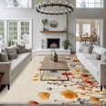 thumbnail image 3 of Non-Slip Rug Pad Rugs Watercolor Garden Blossom Floral Rectangle Area Rugs 5x7Ft Soft Carpet Pads for Living Room Kids Room, Natural Flower Leaves on Linen, 3 of 9