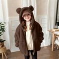 thumbnail image 7 of Fesfesfes Childrens Solid Color Faux Coat Winter Girls Button Front Long Sleeve Padded Jacket Medium Thick Warm Outerwear for Daily Wear Travel Holiday(Coffee#1,2 Years), 7 of 7