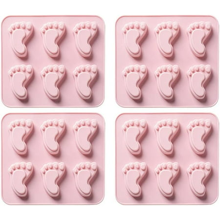 

LFOGoods 4 Cartoon Foot Shape Silicone Mold Cute Footprint Cake Mold Candy Candy Chocolate Fudge Mold DIY Tools Polymer Clay Resin Wax Soap Jelly-Pink