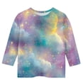 thumbnail image 5 of Unisex Kids Loose Fit Round Neck Blouses for Girls Dressy Casual Tunic Tops 3/4 Sleeve Summer Fashion Shirts Fading Starry Sky Printed Spring Tops Lightweight Basic T-Shirts, 5 of 5