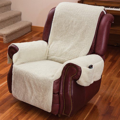 Recliner Chair Cover w/Armrests and Pockets Natural One Size Fits