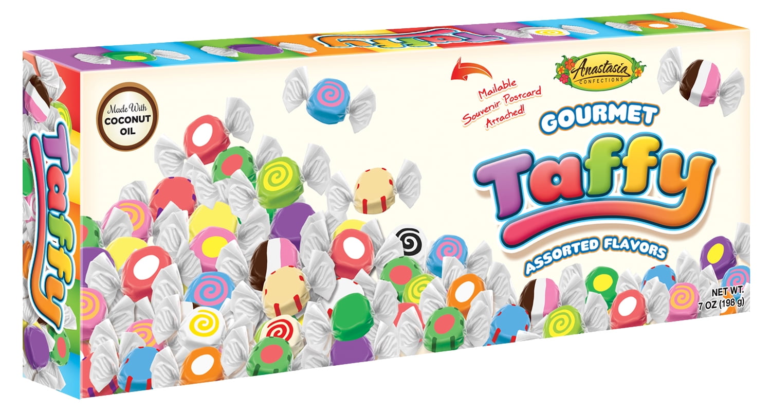Anastasia Gourmet Taffy assorted flavors Piece Box, 7 oz
