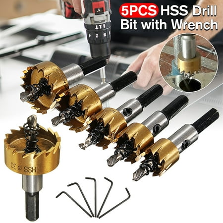 5PCS 16-30mm/ 0.63-1.18 inches Professional Tooth HSS Stainless Steel Hole Saw Drill Bit Set with 5 Wrench for Wood Metal