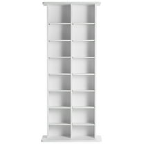 SKYSHALO Media Organizer Cabinet, 8-Tier DVD Rack, Stores Up to 464 CDs, Flexible CD Shelving with 16 Sections, Safeguards & Sorts Music, Films, Video Games & Collectibles, White