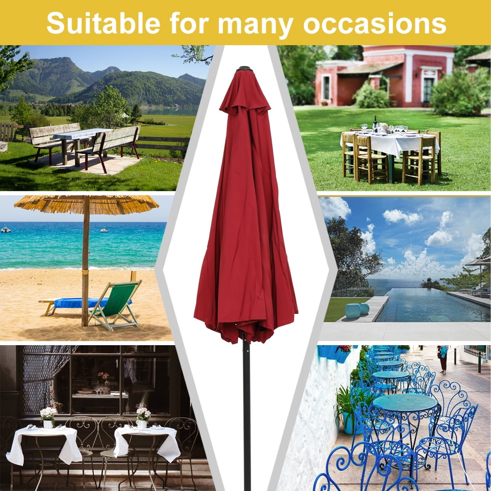 Kepooman 10FT Light Folding Sun Shade Umbrella Without Base, Lightweight Adjustable Instant Sun Protection - Wine Red Kepooman 10FT Light Folding Sun Shade Umbrella Without Base, Lightweight Adjustable Instant Sun Protection - Wine Red