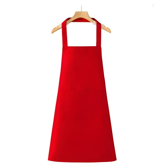 TELOLY Solid Color Oil-resistant Restaurant Home Kitchen Cooking Protective Apron Red One Size