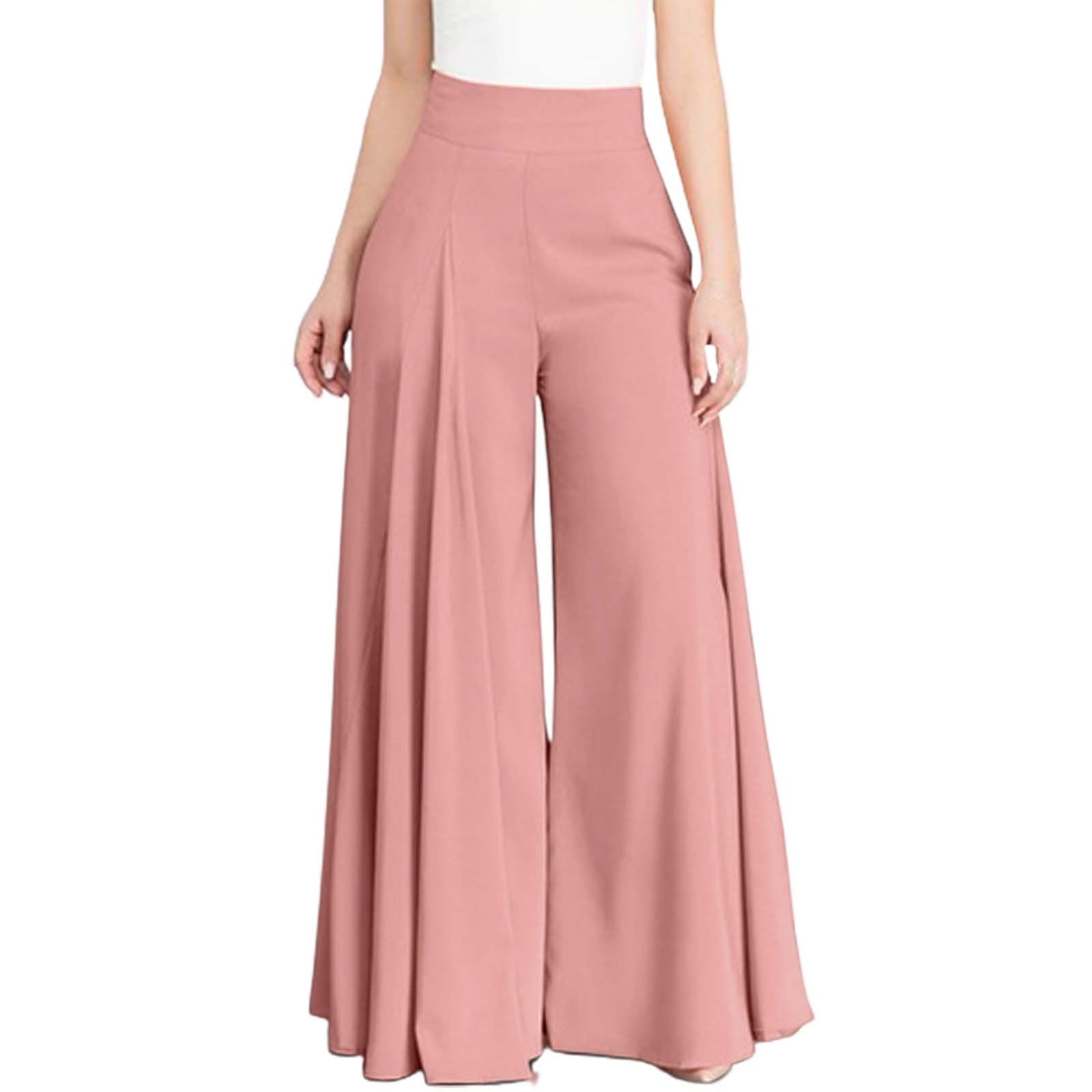 Xinqinghao lWomen Solid Color Thin Long Pants Plus Size Elastic Waist