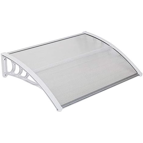 Outvita Window Awning Door Canopy 40"x30", Polycarbonate Cover Front Door Outdoor Patio Awning Canopy UV Rain Snow Sunlight Protection Hollow Sheet, Clear Board & White Bracket