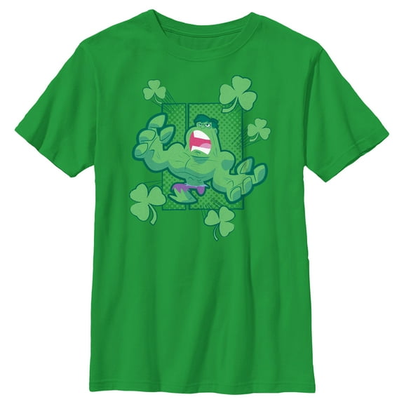Boy's Marvel Animated Shamrock Hulk Graphic Tee Kelly Green Small
