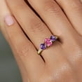 thumbnail image 4 of Gem Stone King 18K Yellow Gold Plated Silver 3-Stone Ring Purple Amethyst and Set with Pink Zirconia (Size 5), 4 of 6