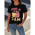 thumbnail image 3 of Pre-K Is My Jam Funny Back to School Graphic Tee for Women, Cute Toast Strawberry Print Short Sleeve T-Shirt, Preschool Teacher Casual Crew Neck Top, 3 of 6