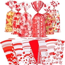 Candy Cellophane Gift Bags,Bexikou 120 Pcs Valentine's Day Cellophane Treat Bags,Clear Heart Goodie Candy Snack Bags for Kids Adults Party Favor Supplies