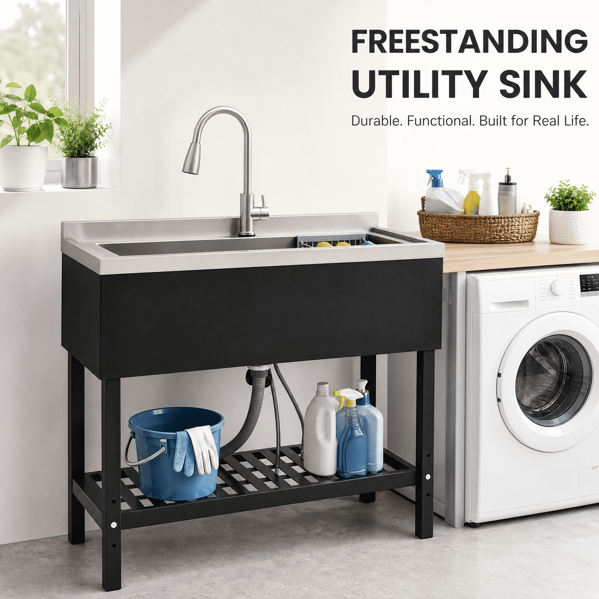 Stainless Steel Freestanding Utility Sink