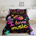 thumbnail image 1 of Erosebridal Disco Music Bedding Twin Comforter Set, Musical Note Down Comforter, Colorful Graffiti Decor, Lightweight 2pcs, 1 of 7
