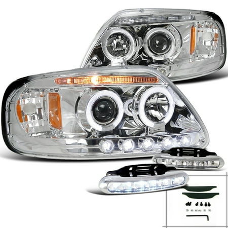 - Spec-D Tuning 1997-2003 Ford F150 Chrome Halo Projector Headlights + Led Driving Fog Lamps (Left + Right) 1997 1998 1999 2000 2001 2002 2003