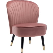 Omax Decor Jane Modern Wood and Velvet Fabric Upholstered Accent Chair in Pink