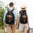 thumbnail image 2 of Ratiio Vintage Ornate Skull Print Canvas Backpack for Women & Men Retro Aesthetic Rucksack Basic Backpack for High School/College Students Travel Laptop Bag, 2 of 5