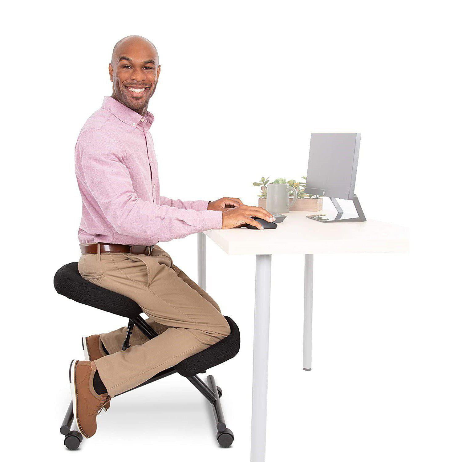 ProErgo Pneumatic Ergonomic Kneeling Chair | Fully Adjustable Mobile Office Seating | Improve Posture to Relieve Neck & Back Pain | Easy Assembly | Use in Home, Office, or Classroom