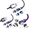 thumbnail image 3 of Xingzhi Data Cable Suction Heads USB Charger Line 3-in-1 Rotation Mobile Phone Fast Charging Cord, Purple, 2m, 3 of 9