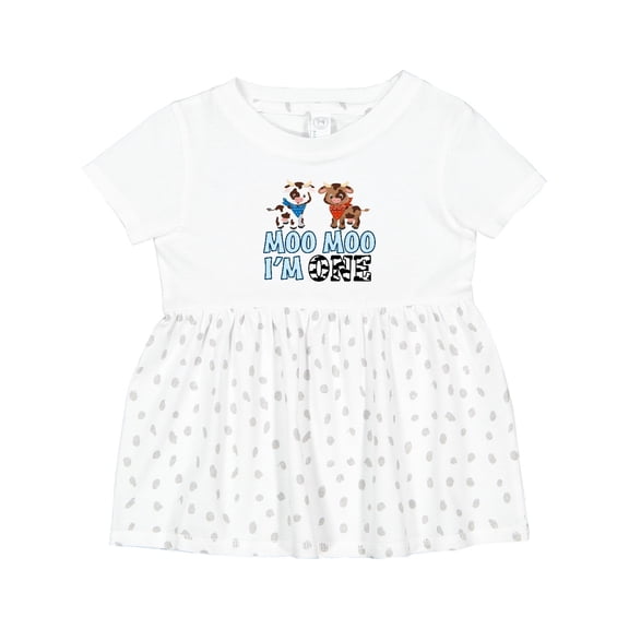 Inktastic Moo Moo I'm 1 with Cute Holstein Cows Girls Baby Dress