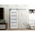 thumbnail image 5 of Sturdy Barn Door 24 x 80 inches | Quadro 4445 Nordic White with Frosted Glass | Stainless Steel 6.6FT Rail Hangers Heavy Set | Solid Panel Interior Doors, 5 of 6