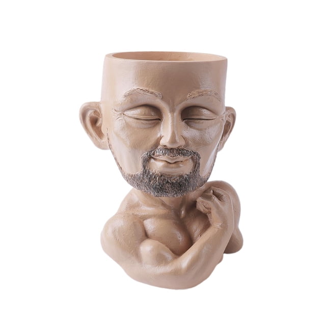 Maceta con cabeza de plantas Sharpla orificio de drenaje Beefcake Guy modelo cara