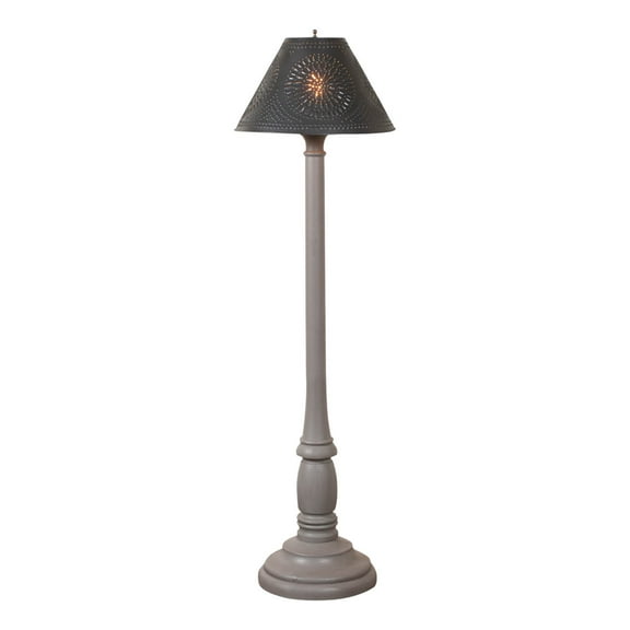 Irvins Country Tinware Brinton Floor Lamp in Earl Gray - Smokey Black Shade