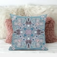 thumbnail image 2 of Amrita Sen Designs  16 x 16 in. Paisley Leaf Geo Suede Zippered Pillow with Insert - Grey & Pink, 2 of 5