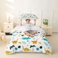 thumbnail image 2 of Metsweet Cute Dino Twin Duvet Cover, Tropical Leaves Twin Bedding, Teal Yellow,2pcs,1 Duvet Cover and 1 Pillowcase, 2 of 6