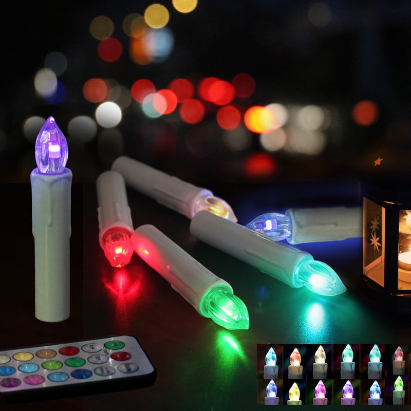20 Pcs Bulk LED Flameless Candles, Large Set of Clip-On Taper Candle Lights for Big Christmas Trees, with Remote Timer, Flickering Multicolour Glow