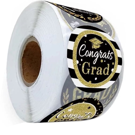 Zorvai 500 Pcs Round Graduation Sticker Congrats Grads Labels Graduation Caps Sticker