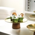 thumbnail image 4 of 1PC Stainless Steel Cake Tray Wooden Base Cupcake Dessert Fruit Display Plate Dining Table Bakeware Stand Rack Home Decoration D, 4 of 6