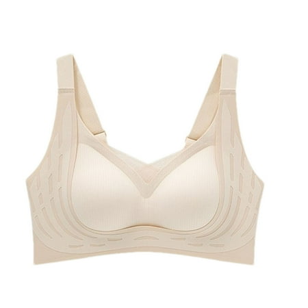 WNYEIME Women s Wirefree Minimizer Bras Push Up Full Coverage No Underwire Sports Bra Everyday Comfortable Lace Seamless Bras White M