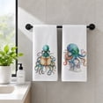 thumbnail image 4 of 2-Pack Vintage Octopus Printed Kitchen Towels, Absorbent Ocean Animal Hand Towels for Bathroom, Coastal Themed Dish Cloths for Farmhouse Nautical Decor, 4 of 7