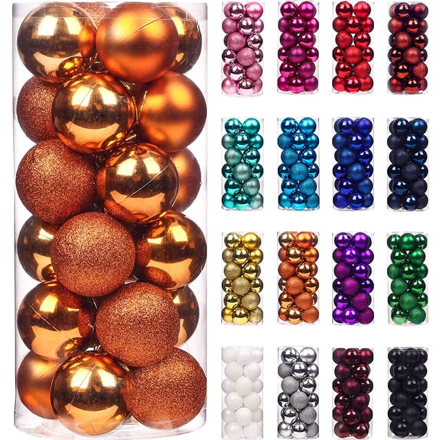 Emopeak 24 Piezas Adornos de Bolas de Navidad para Árbol de Navidad - Decoraciones de Árbol de Navidad Inastillables Bola Colgante Grande para Decoración de Fiestas de Bodas (Rojo, 1,2"-3,1 CM)