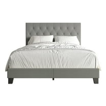 CraftPorch  Simple Button Tufted Linen Upholstered Bed Light Grey - Twin