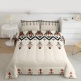 thumbnail image 2 of Homewish Vintage Bohemian Full Size Comforter Sets, Tribal Hippie Aztec Bedding Comforter Set, Beige Abstract Stripes Reversible Bedding Sets, Super Cozy Room Decor, 3 Pieces, 2 of 8