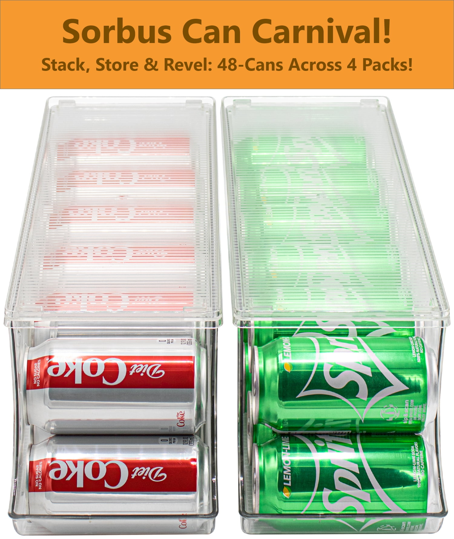 Sorbus 2-Pack Clear Plastic Stackable Dispenser Holds 12 Cans Can Holder  FR-CAN12-2PK - The Home Depot