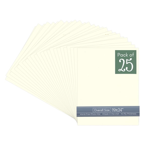 Cream Linen 19x24 Uncut Art Mat Board - No Opening - 25 Mats